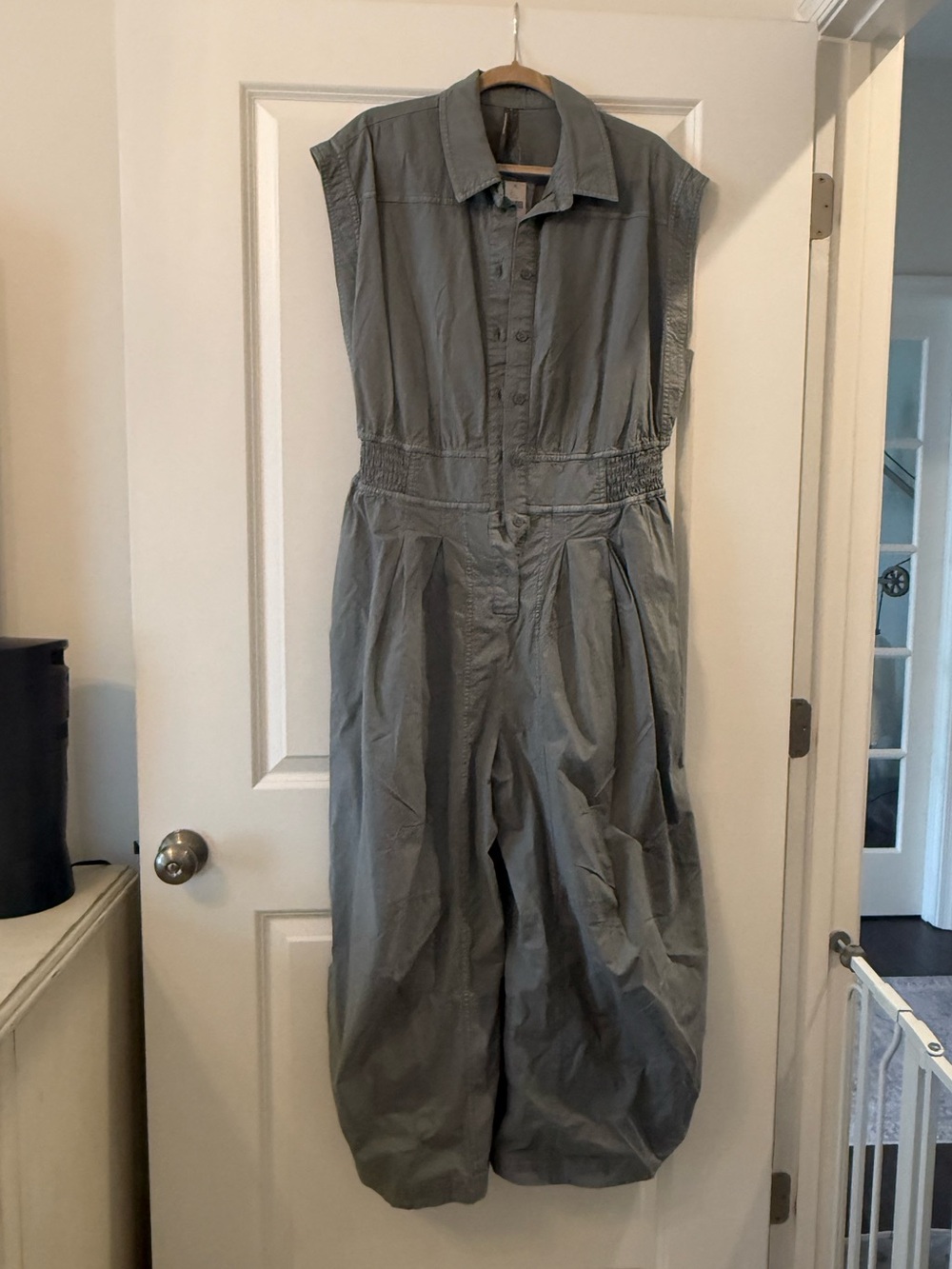 Anthropology Sleeveless Utility Jumpsuit in Gray - Casual Wide-Leg